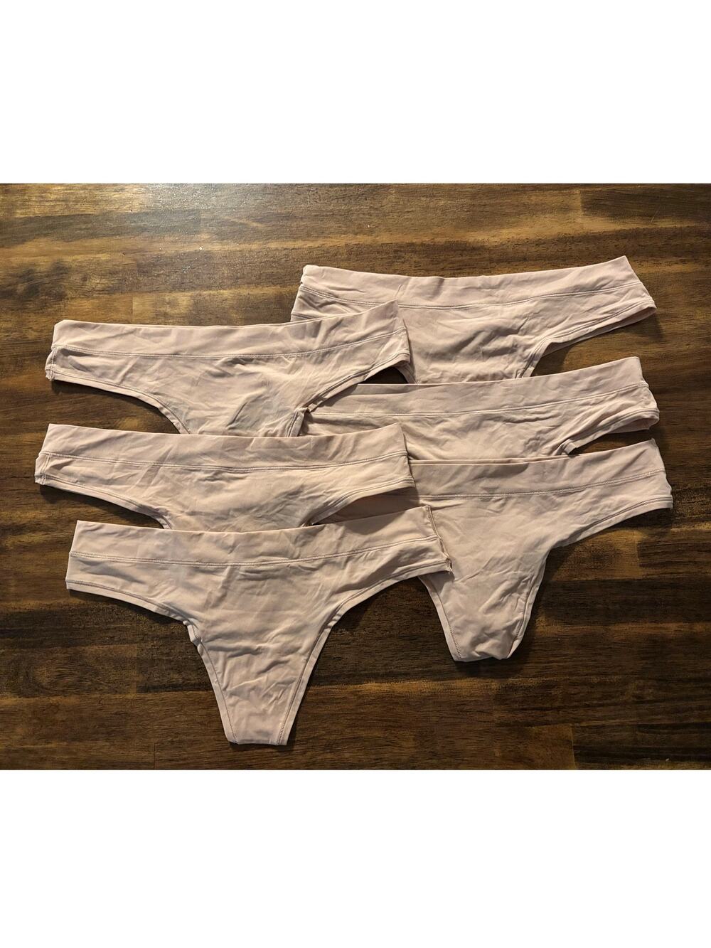 Set of 6 Quince Medium Second Skin Thong Panties Lightweight Underwear Beige